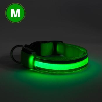 LED-es nyakörv - akkumulátoros - M méret - zöld kép