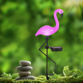 LED-es szolár flamingó (leszúrható, műanyag, 52 x 19 x 6 cm) kép