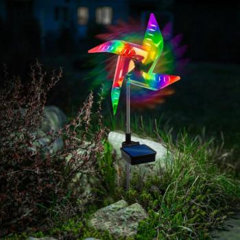 LED-es szolár szélforgó (színes LED, leszúrható, alu, műanyag, 75 x 23 x 23 cm) kép