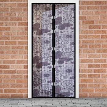 Mágneses szúnyogháló függöny ajtóra (100 x 210 cm, Lila pillangós) kép