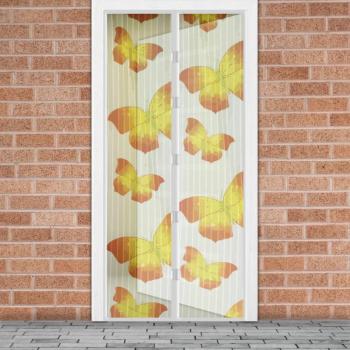 Mágneses szúnyogháló függöny ajtóra (100 x 210 cm, sárga pillangós) kép
