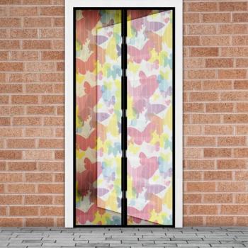 Mágneses szúnyogháló függöny ajtóra (100 x 210 cm, színes pillangós) kép