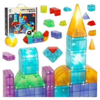 Mágneses világító építőblokkok – 64 db kép
