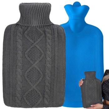 Meleg vizes palack sötétszürke kötött huzattal, 2 L kép