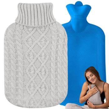 Meleg vizes palack világosszürke kötött huzattal, 2 L kép
