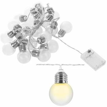 Mini izzó hatású elemes LED fénysor (20 LED, meleg fehér) kép