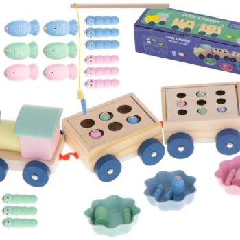 Montessori fa vonat és horgász játék kép