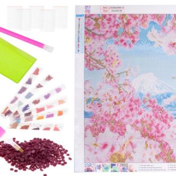 Mozaik gyémánt hímzőkészlet 5D cseresznyevirág kép