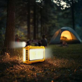 Multifunkciós kézi lámpa - szolár panel, USB-C - 6 világítási mód, 8 LED, 3600 mAh kép