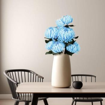 Műnövény dekoráció - krizantém - kék - 12 x 58 cm kép