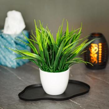 Műnövény dekoráció - műfű - zöld - 20 x 8 cm kép