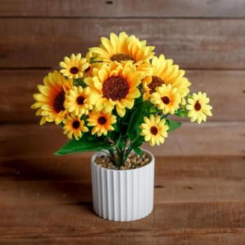 Műnövény dekoráció - napraforgó - 20 x 8 cm kép