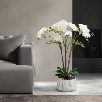 Műnövény dekoráció - orchidea - fehér - 58 cm kép