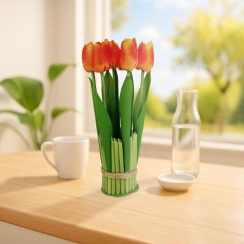 Műnövény dekoráció - tulipán - narancssárga - 26 x 6,5 cm kép