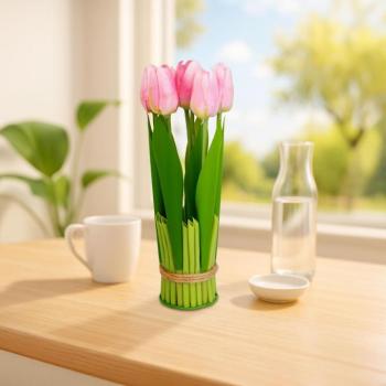 Műnövény dekoráció - tulipán - rózsaszín - 26 x 6,5 cm kép