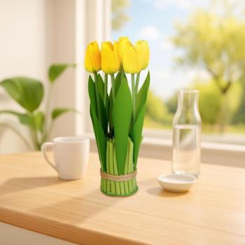 Műnövény dekoráció - tulipán - sárga - 26 x 6,5 cm kép