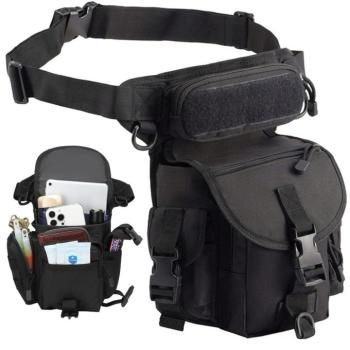 Nagy kapacitású katonai deréktáska, fekete kép