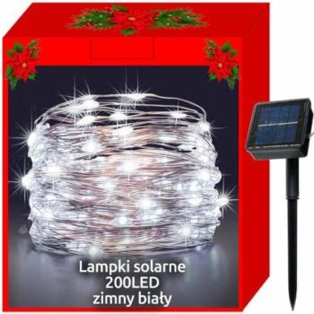 Napelemes micro LED-es fényfüzér (hideg fehér, 200 LED) kép