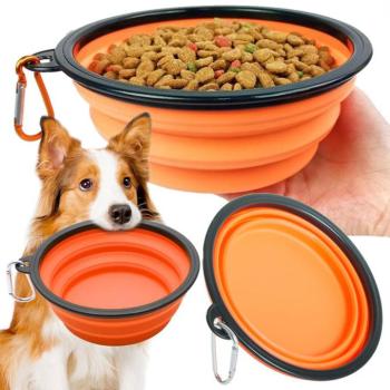 Összecsukható utazótál kutyáknak, narancs, 800 ml kép