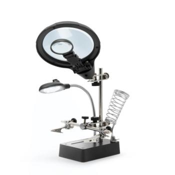 Paneltartó nagyítóval és krokodilcsipeszekkel, akár 10x nagyítás kép