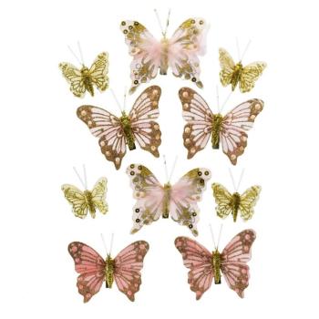 Pillangók díszkészlet, rózsaszín, 10 db-os kép