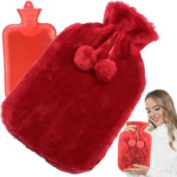 Plüss gumis melegítő palack puha szőrmés huzattal kép