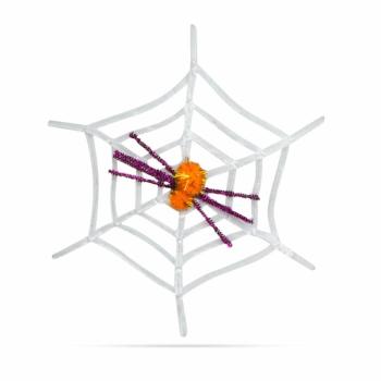 Pókháló pókkal (halloween-i dekoráció, fehér) kép