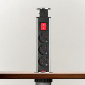 Rejtett elosztó, 3-as, szálcsiszolt ezüst, kapcsolóval kép