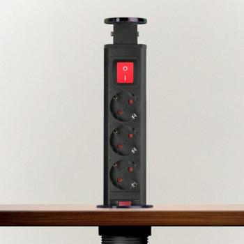 Rejtett elosztó, 3-as, szálcsiszolt titán fekete, kapcsolóval kép