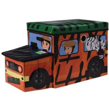 Safari bus gyermek tárolódoboz és ülőke, narancssárga,55 x 26 x 31 cm kép