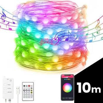 Smart fényfüzér - USB - 66 RGB LED - 10 m - Bluetooth kép