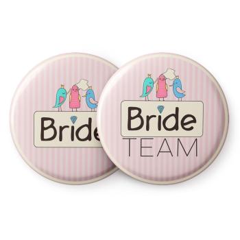 Spielehelden Sweet Bride jelvények leánybúcsú ajándék 12 kitűző 5,6 cm extra nagy leánybúcsú ajándék kép