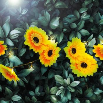 Szolár fényfüzér - virág - 2 m - 20 melegfehér LED kép