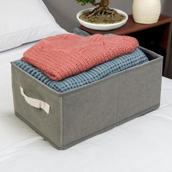 Szövet tárolódoboz - 38,5 x 24 x 16,5 cm - szürke kép