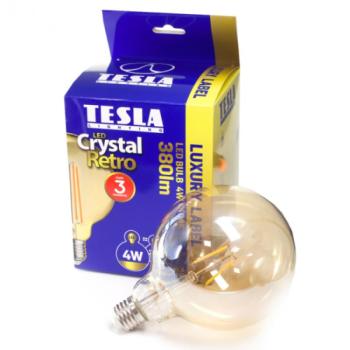 Tesla - LED GLOBE G125 VINTAGE izzó, E27, 4W, 230V, 380lm, 2400K, 360°, borostyán kép