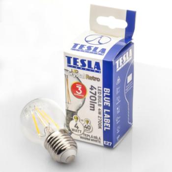 Tesla - LED minigömb FILAMENT RETRO izzó, E27, 4W, 230V, 470lm, 2700K, 360°,clear kép