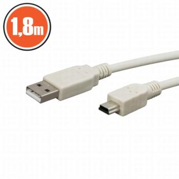 USB kábel 2.0 A dugó - B dugó (mini) 1,8 m kép