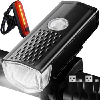 USB LED kerékpárvilágítás hátsó lámpával kép