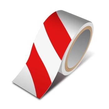 Veszélyt jelző ragasztószalag - piros / fehér - 50 mm x 33 m kép