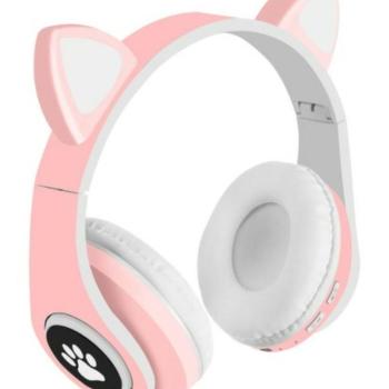 Vezeték nélküli fejhallgató macskafüllel - rózsaszín kép