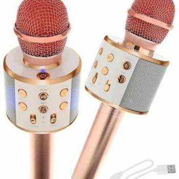 Vezeték nélküli karaoke mikrofon Bluetooth hangszóróval (rózsa arany) kép