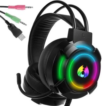 Vezetékes gamer fejhallgató, LED RGB 5.1-es mikrofonnal kép