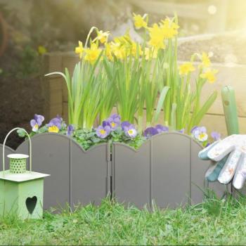 Virágágyás szegély / kerítés - 20 x 17,5 cm - szürke - 12 db / csomag kép