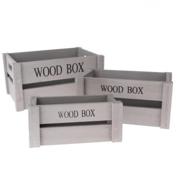 Wood Box fadoboz készlet , 3 db, szürke kép