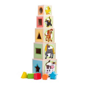 Woody Kisállatok torony öt kockával, 10,6 x 41 cm kép