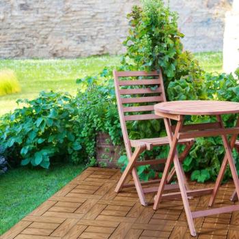 WPC padlóburkolat - 6 léces - 30 x 30 cm - világosbarna, famintás - 11 db / csomag kép