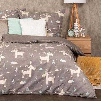 4Home Happy reindeer flanel ágyneműhuzat, 140 x 200 cm, 70 x 90 cm kép
