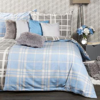 4Home Kék kocka flanel ágyneműhuzat, kék, 140 x 200 cm, 70 x 90 cm kép