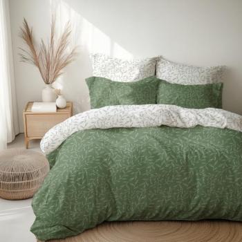 Stanex Zöld levelek pamut ágyneműhuzat, 140 x 200 cm, 70 x 90 cm kép