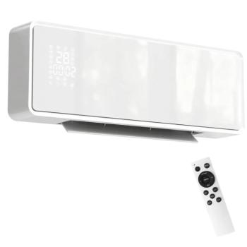 HOMCOM fali kerámia elektromos fűtőtest, ventilátor, termosztát, időzítő, üvegpanel, fehér kép